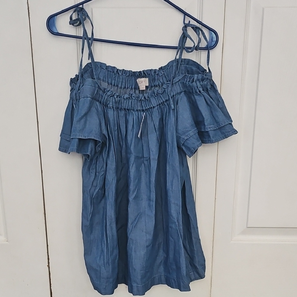 NWT LOFT Blue Off-Shoulder Blouse